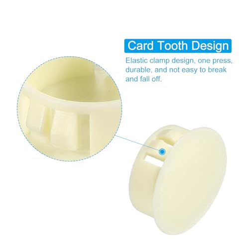 Image of PATIKIL 20Pcs 1 inch Hole Plugs, 1 inch /25mm Plastic Hole Plugs, 20Pcs Flush Type Round Hole Plugs Cover Snap in Locking Hole Tube for Table Kitchen Cabinet Furniture, Beige
