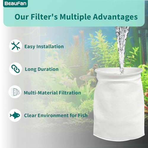 Image of 12 Pack 7 Inch Filter Socks and Cleaner Solution, Aquarium Filter Sock 3D Felt Design Filter Sock, Aquarium Filter Bags for Saltwater, 7 Inch Ring by 14 Inch Long with 880ml Solution