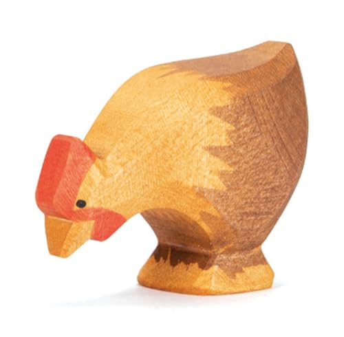 Poulet marron picorant N - Figurine de jardin décorative en résine pour extérieur