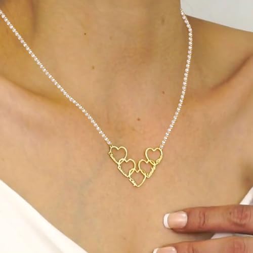 Kemedeaego Personalized Heart Family Necklace, Custom 1-5 Name Pendant Necklace for Women Wife Mom, Personalized Jewelry Custom Pendant (Style 2) — view 4