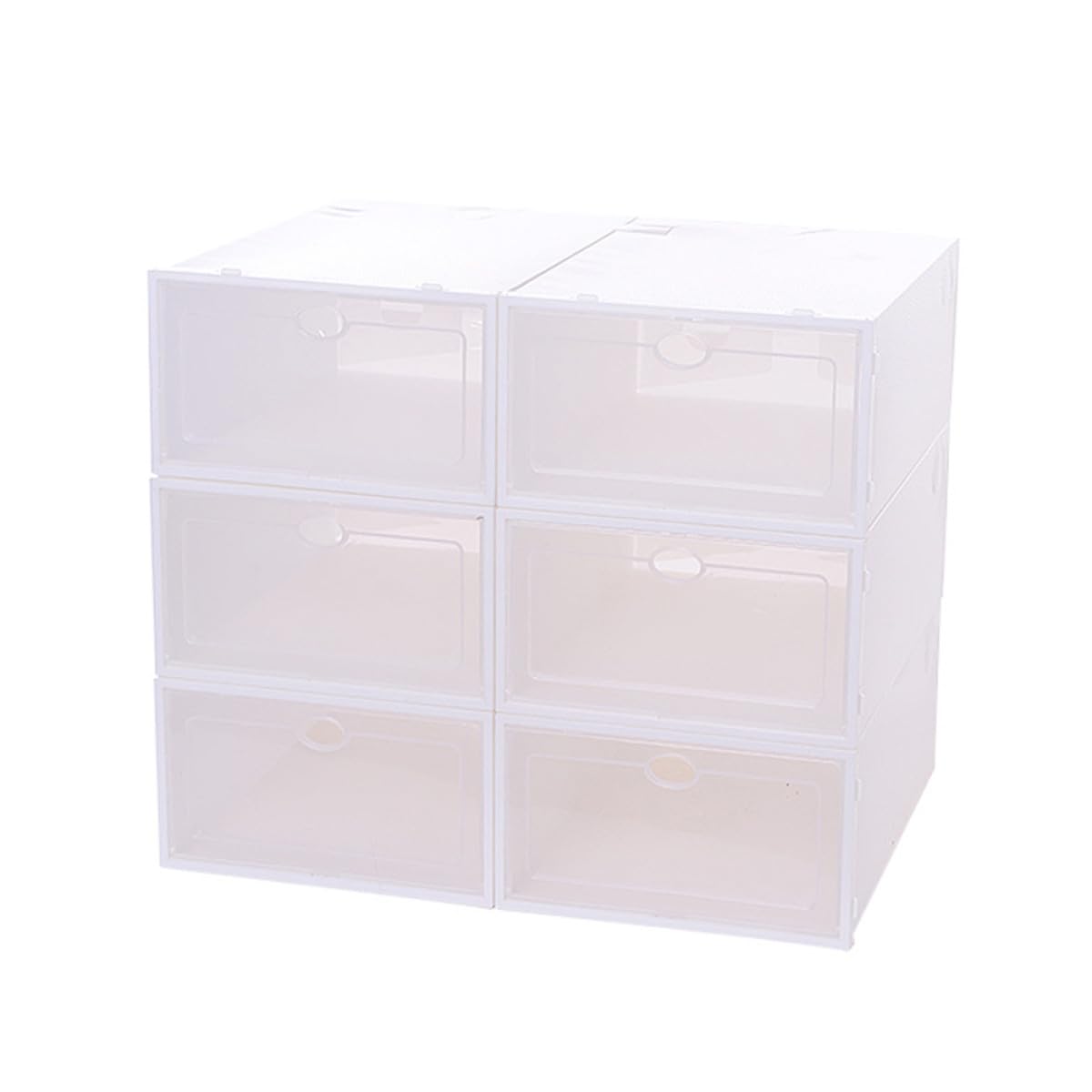Artibetter Scatola Porta Scarpe Trasparente Spessa 6 Pezzi, Contenitore per Scarpe Impilabile in Plastica Bianca Coperchio, Organizer per Piccoli Spazi, Armadi e Dormitori Donna