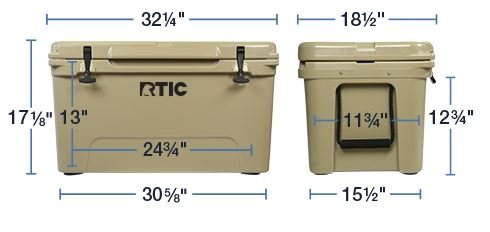 rtic 65 cooler dimensions