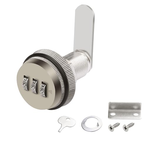 MEIRIYFA Cerradura de leva de combinación, cerradura de gabinete con código de contraseña con cilindro de 3/4 pulgadas, acabado cromado, cámara combinada de seguridad para buzón (bronce de 30 mm)