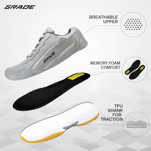 Image of Grade Shuttle Memory Foam Badminton Shoes for Men | Non Marking Shoes for Badminton Men | Squash Shoes and Table Tennis Non Marking Shoes for Men | Lightweight and Comfortable Gum Sole Shoes