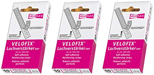 VELOFLEX Lochverstärker 105 x 15 mm, 50er Packung, selbstklebend, glasklar (3)