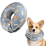 Aufblasbare Halskrause für Hund Katze, Hundekragen Leckschutz, Weicher Schutzkragen Leckschutz nach OP oder Kastration, Genesungshilfe für Hunde und Katzen (Graue M)