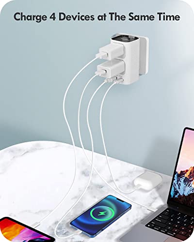 Universal Travel Adapter 220V To 110V Voltage Converter Us To Europe, Inernational Power Plug Adapter With 1 Usb Port 1 Usb C For Eu/Uk/Au/Us Worldwide Travel Plug Adapter #TOP3