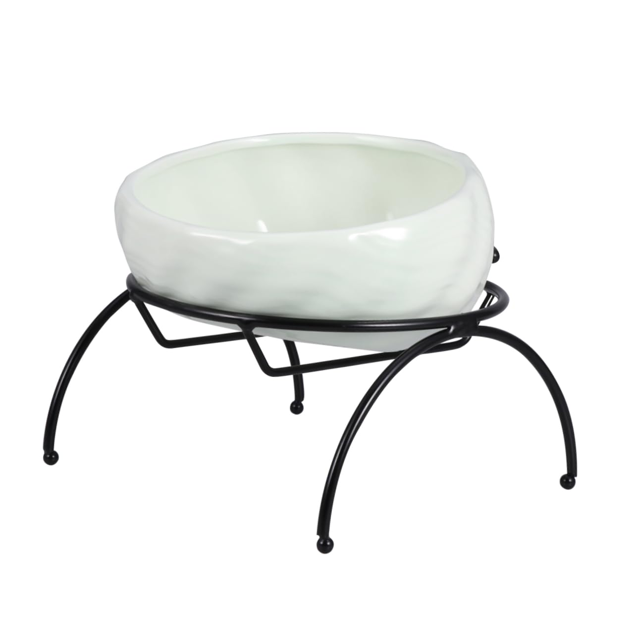 Mikikit 1 Set Pet Feeding Bowl with Iron Frame Rack Light Green Ceramic Dog and Cat Water Feeder Stable Design Prevents Sliding Easy Comfortable Feeding