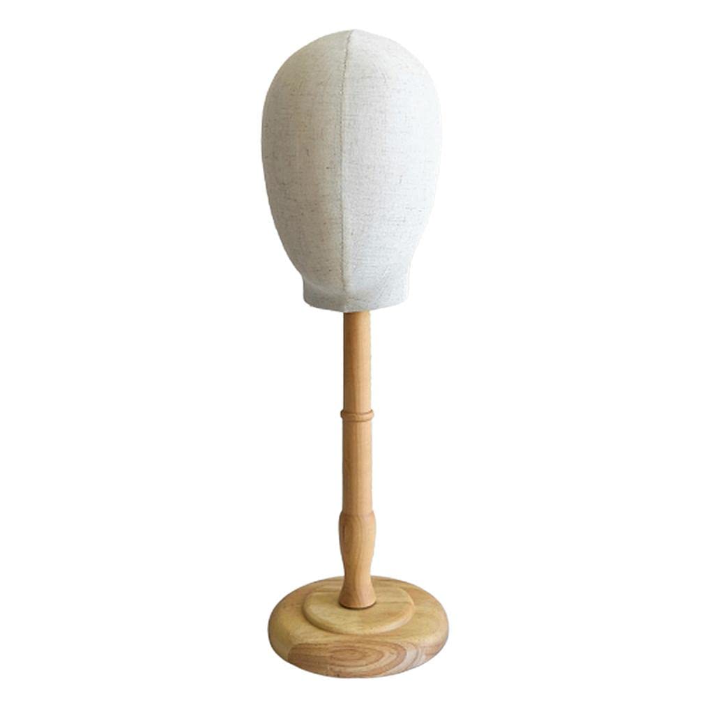 Generic Testa Manichino con Supporto Modello Testa Parrucca Porta Gioielli Porta Cappelli Espositore Occhiali in Tela Su Base Legno Adatto per Esposizione Neg, Legno alto