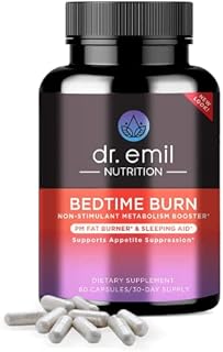 Dr. Emil Nutrition Bedtime Burn PM Fat Burner - Sleep Aid and Nighttime Appetite Suppressant - Stimulant-Free Weight Loss Pills and Metabolism Booster for Women and Men, 30 Day Supply