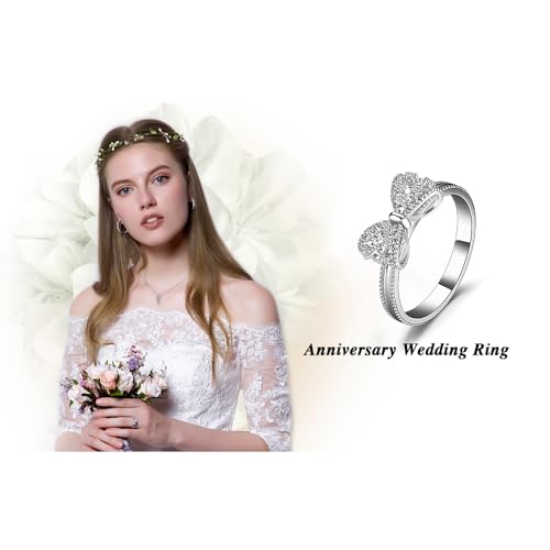 Image of JewelryPalace 14k White Yellow Rose Gold Plated 925 Sterling Silver Rings for Women, Cubic Zirconia Promise Rings for Her, Stackable Wedding Bands Rings for Women Infinity Forever Love Knot Ring