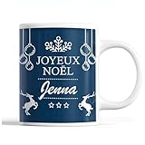 Planetee Tasse No�l Jenna | Mug pr�nom femme Id�e Cadeau de No�l original Bleu