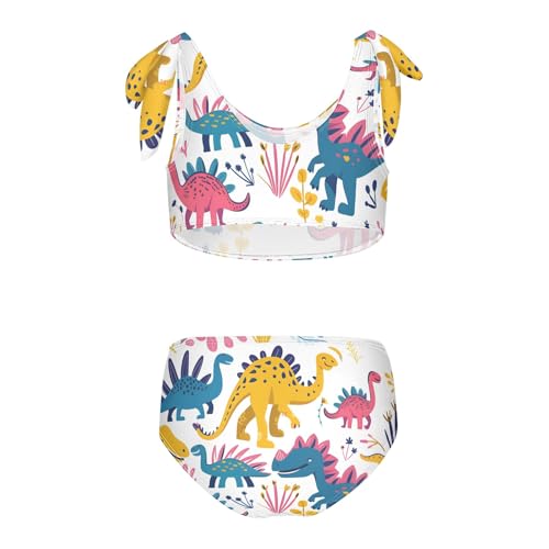 Girls' Bikini Set, Cute Funny Kids Dinosaurs Pattern Kids Swimsuit 2 Pcs Beach Bathing Suit2