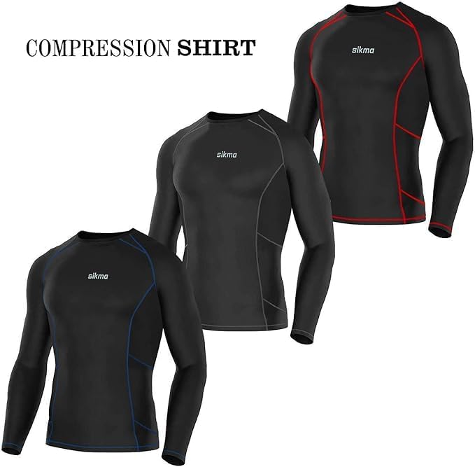 Sikma Men's & Boys' Compression Full Sleeve Base Layer Skin Fit Thermal Under Shirt for Gym, Running & Fitness