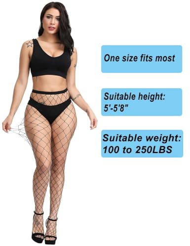 Image of Fishnet Stockings For Women High Waisted Fishnet Tights Sexy Wide Mesh Fishnet Stockings
