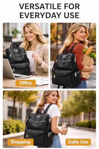 Image of Leather Backpack for Women | Large Capacity | College and Office use | PU Leather | shoulder bag for Ladies,