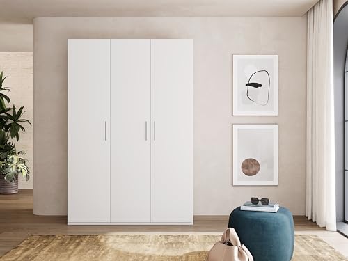 Swift Armadio Guardaroba 3 ante Camera da Letto Bianco Opaco Made in Italy L.135 P.53 H.202 cm