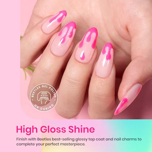 Image of Beetles Gel Nail Polish Set, Orange Yellow Pink Turquoise Green Glitter Soak Off UV LED Gel Polish Ice Cream Theme Summer Gifts for Women