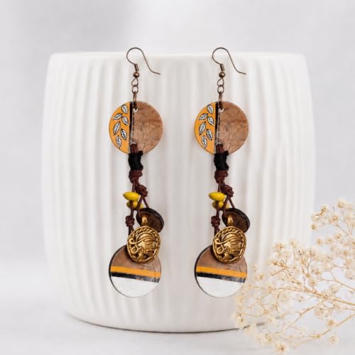 Image of Handcrafted Boho & Tribal Earrings for Women - Wooden, Brass & Terracotta Statement Designs in Drop, Hoop, Loop & Dangle Styles
