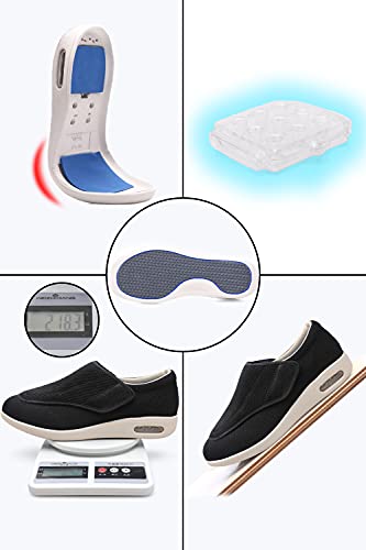 Zumeijia Lady Diabetes Shoes Velcro Adjustable Shoes Adding Fertilizer To Widen Swollen Feet Non-Slip Walking Shoes Black 9.5 #TOP2