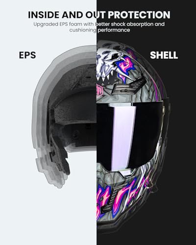 Image of ILM Motorcycle Helmets for Adult Men Women Full Face DOT ECE Powersports Dual Visor Street Racing Helmet with Pinlock Cascos para Motos Model MF509 (Day1 Purple, S)