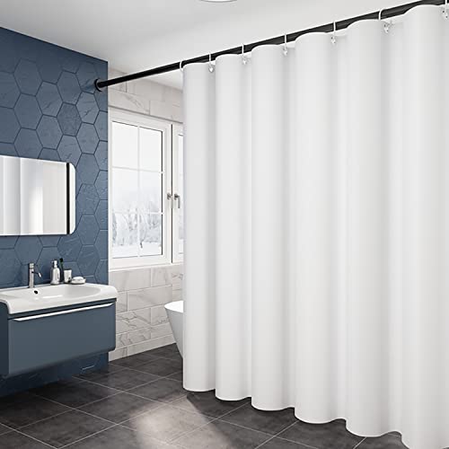 Image of LLSCL Fabric Shower Curtain Liner with Magnets, Waterproof Hotel Quality, 72 x 72 Machine Washable (White)