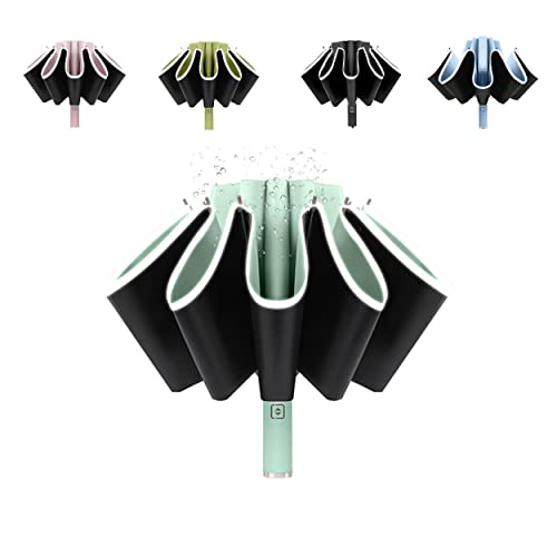 Image of BAODINI Inverted UV Umbrella for Rain and Sun Medium Size UPF 50+ Rverse Compact Umbrella Auto Open Close