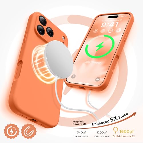 Image of GolbinBox Magnetic for iPhone 17 Pro Case, Silicone Cover, Starry Orange