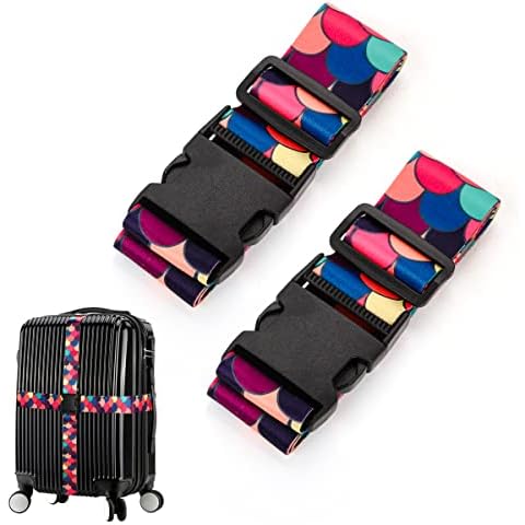 Adjustable Travel Luggage Strap Suitcase Belt Travel Bag Accessories 1.96 in W x 6.23 ft L (2 Pack) Cover