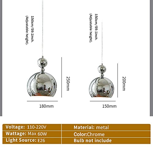 Lámpara de globo cromada para solucionar techos altos con su cable regulable de metal 5