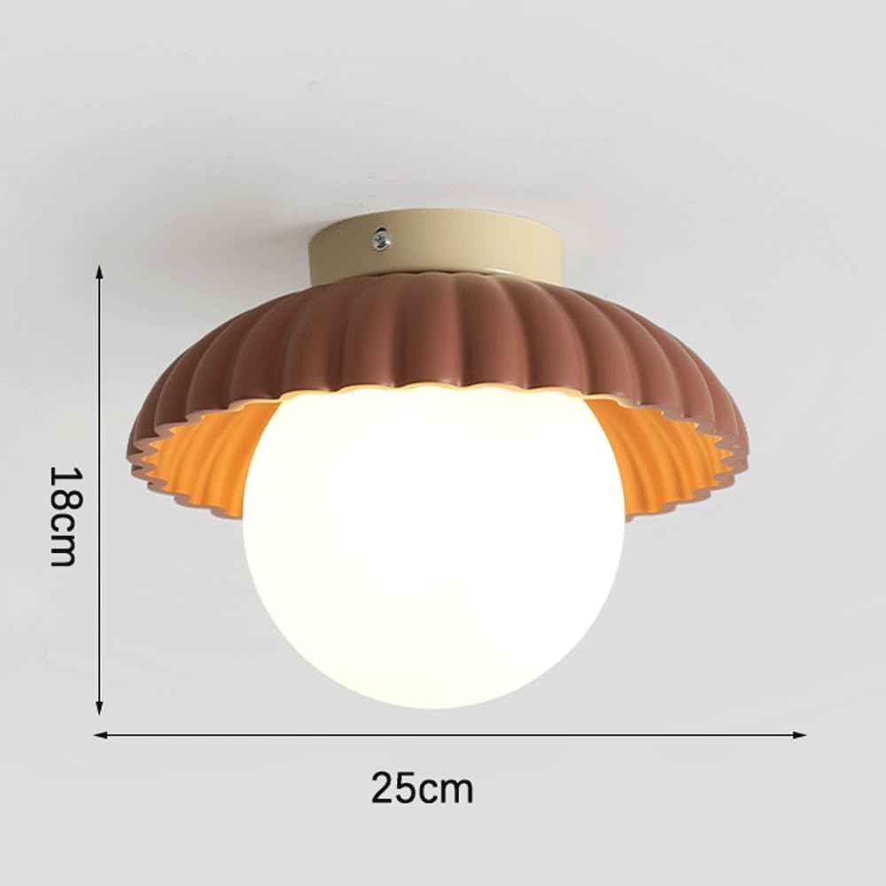 Lampa sufitowa do przedpokoju, balkonu, mała kremowa, szklana kula, lampa sufitowa z pojedynczą głowicą, częściowo zlicowana, do kuchni, przedpokoju, pralni, salonu, jadalni, oświe