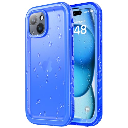 Coque iPhone 15 Étanche Bleu Antipoussière Antichoc 360