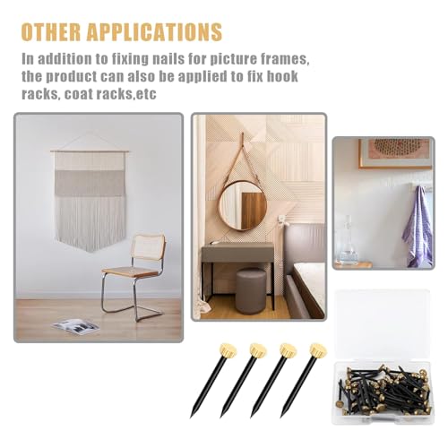 Image of Pack Of 50 Nails For Picture Frames Large Head Nails For Frames Strong & Decorative Nails Long Tacks Simple Installation Plaster Frame Holder Mounting Hardware Set Wall Hangings Solution Hooks With