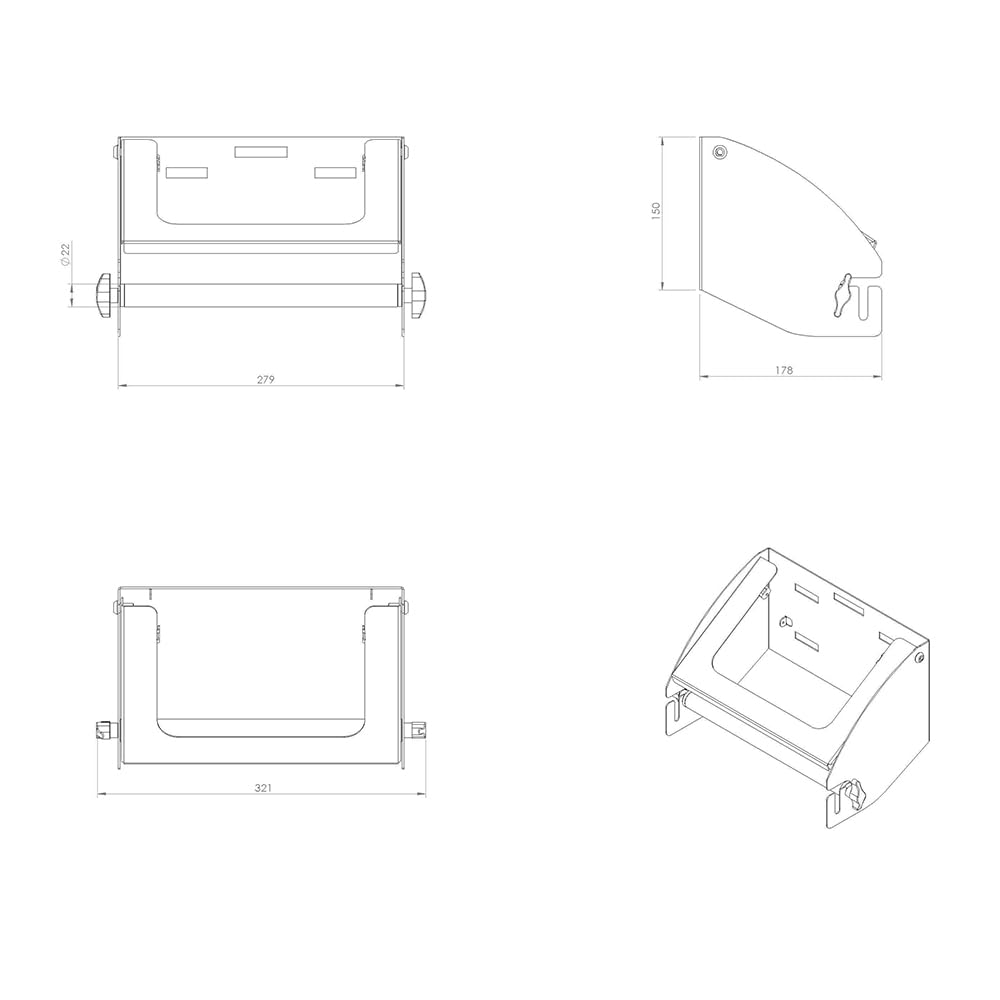 Syncro System Portarotolo carta in acciaio per furgone officina mobile – senza rotolo 27cm sistema antisrotolamento