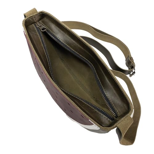 Watermelon-Shaped Shoulder Bag with Adjustable Strap, Crossbody Bag, Messenger Bag, Full Grain Leather, Handmade, Dark Jade4