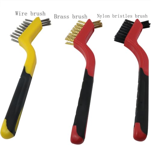 Image of 6PCS Wire Brush Wire Brush Set Plastic Handle Cleaning Brush Brass Stainless Steel Nylon Brush 7 inch Small Metal Wire Brush Automotive Dual Head Brush For Rust Cleaning
