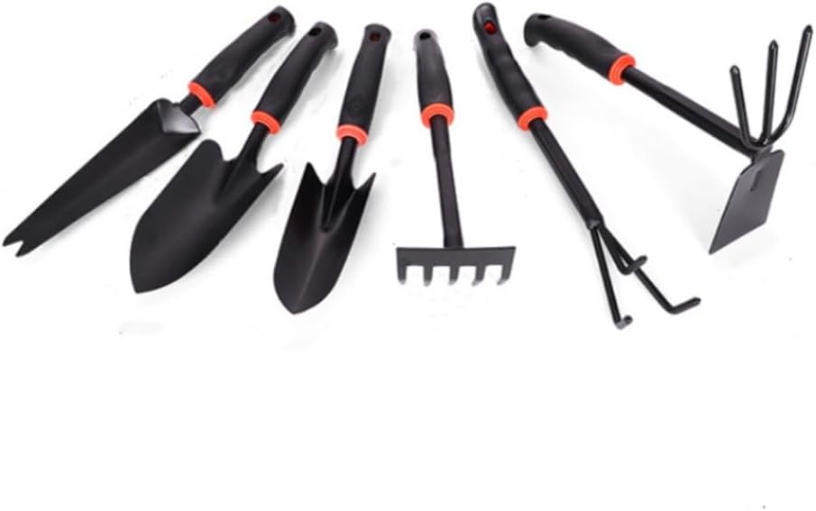 Garden Tool Set, 6 PCS Heavy Duty Gardening Tool Set with Rubber Grip, Rake Shovel Spade Outdoor Hand Tools Set, Beach Comb Tool Kit Gifts for Seniors,Women and Men (6 pcs/Set)