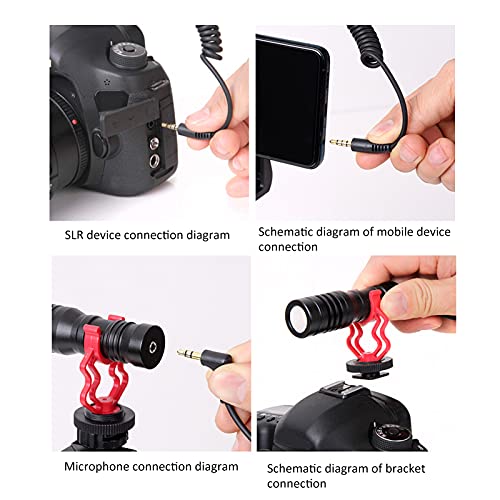 Image of Cardioid Pointing Microphone, Universal Video Microphone, Metal Small Audio Equipment with Vibration Brackets, 3.5mm TRS and TRRS Interfaces, for Live Streaming and Video Recordi