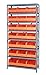 Quantum 1275-425OR Shelving Unit, 12"D x 36"L x 75"H, Carbon Steel, Galvanized with Orange Bins