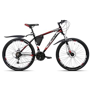 Hiland Mountainbike, 26 inch (66 cm) met frametas, 17 inch aluminium frame, schijfrem, spaakwielen, jongeren, fiets…