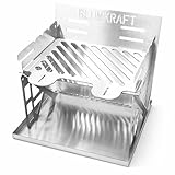 BLUMKRAFT Barbacoa portátil plegable de acero inoxidable – Barbacoa de viaje de carbón ultra compacta – Desmontable, camping, senderismo, Van Life – Pequeña barbacoa de acero inoxidable para 1 o 2