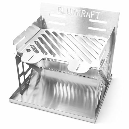 BLUMKRAFT Barbecue Portable Pliable en Acier Inoxydable – BBQ de Voyage au Charbon Ultra Compact – Démontable, Camping, Trekking, Randonnée, Van Life – Petit...