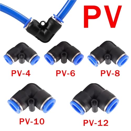 Conector neumático de codo de plástico de 12 mm, kit de 10 piezas para tubería de aire 4