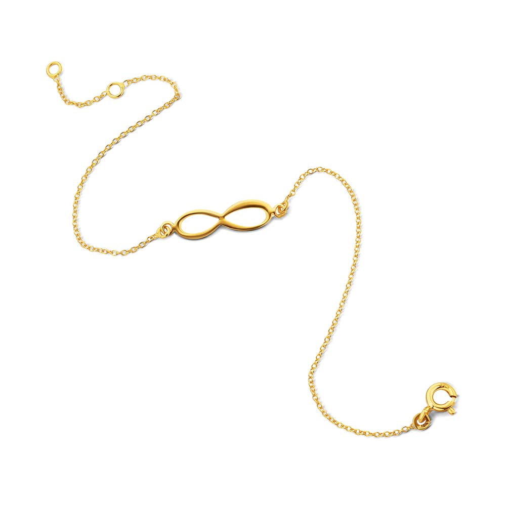 Miore Bracciale Donna Oro Giallo 9 Kt / 375 con Catena, con simbolo Infinito - Infinity Cm 18
