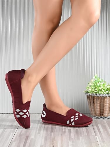 Image of Doctor Health Super Stylish Comfortable Classy Knitted Design Ballerina | Premium Look Flat Jutis | Non Slip Lightweight Shoes Bellies for Women | Dailywear Flat Bellies | Trendy Women Jutis Bellies
