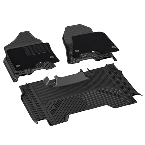 Image of 3W Floor Liner & Carpet Top Bundle for 2019-2024 Dodge Ram 1500 Crew Cab (New Body /Without Storage) All-Weather 1st & 2nd Row TPE Mats Set, Not for Classic Models