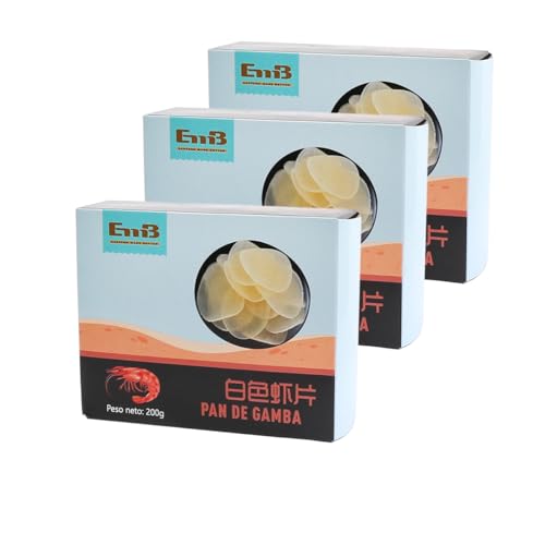YIJIA | Autentico Pan de Gambas Chino Clasico - Pack Ahorro 3 x 200 Grs (Total 600g) · Obleas de Galletas de Gambas para freír