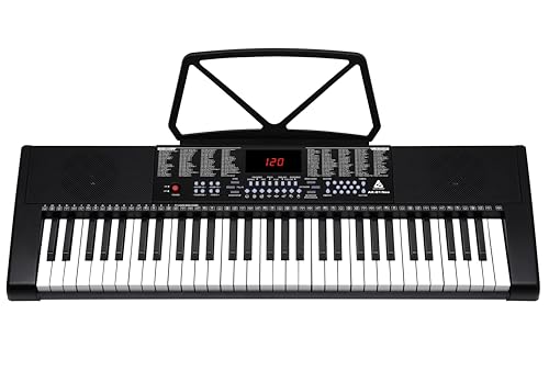Image of Audio Array AK-61 Neo 61 Key Electronic Keyboard with LED Display, 200 Presets & 512 Timbres, Built-in 2.0 Speakers, with Mic, Vibrato, Sustain, Transpose, Battery & Adapter Powered, Headphone Out