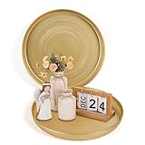 JAZUIHA 2Pack Round Gold Tray,Gold Stainless Steel Decorative Tray,13'-Gold Serving Tray, Jewelry Dish Cosmetics Organizer Candle Plate Decorative Tray Storage Tray,Ideal for Home Decor