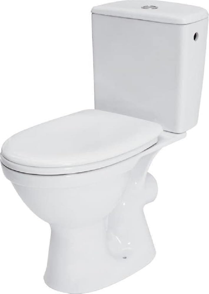 CERSANIT Stand WC mit Spülkasten Komplett | Toiletten mit Toilettensitz Polypropylen ohne Absenkautomatik | Kloschüssel mit Waagerecht Ablauf - 37 cm Breite | aus Keramik | Farbe: Weiß